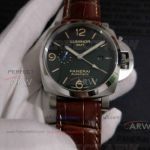 Perfect Replica Panerai Luminor GMT 44mm Watch - PAM01320 Stainless Steel Case Brown Leather